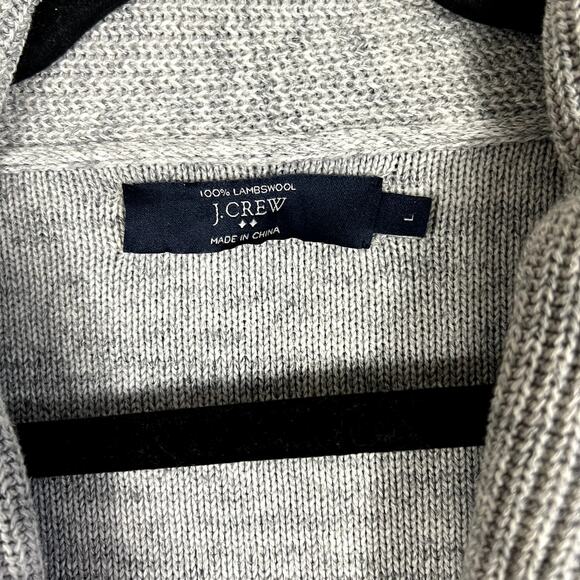 J Crew Cardigan Mens L Gray Knit Lambswool Shawl Neck Sweater Grandpa Basic - Picture 4 of 10